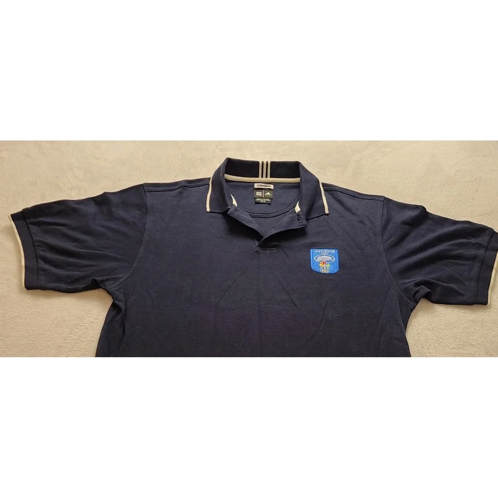 Adidas Athens 2004 Olympics NBC Polo Shirt Men's Medium Navy Blue Climalite Vtg